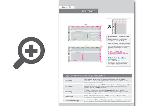 Product Bild klapp-visitenkarten_quer_5_5_farbig_mit_beidseitig_partieller_uv-lackierung_-_rillung_au__ermittig___beidseitig_bedruckt_(cmyk_4-farbig_+_1_hks-sonderfarbe)